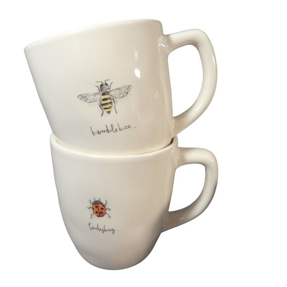 Rae Dunn Other - Rae Dunn Ladybug BumbleBee Motif 2 Coffee Mugs New with Tags Artisian Magenta